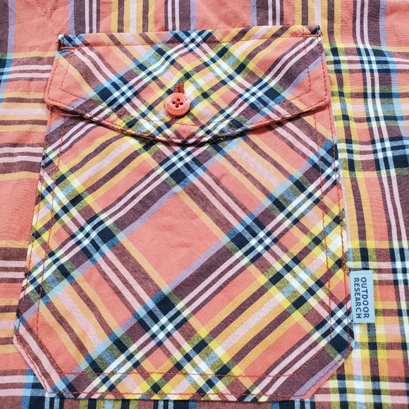 Outdoor Research Shirt Seapine Mens 3XL Orange Plaid Button Down Hiking Gorpcore - Picture 9 of 14